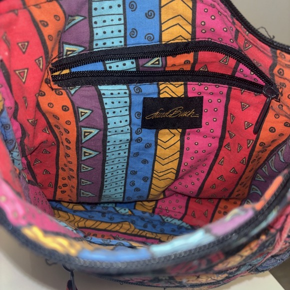 Mythical Cats Laurel Burch Small Canvas Purse Crossbody Tote Handbag Purp Blu Pi - Picture 4 of 6
